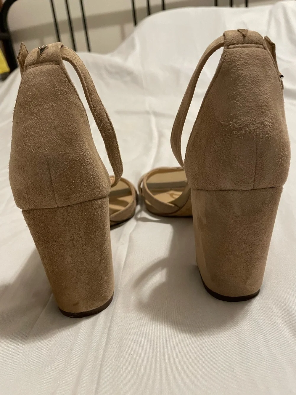 Sam Edelman Beige Suede Block Heel Sandals